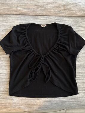 Garage Black Tie-Front Tee